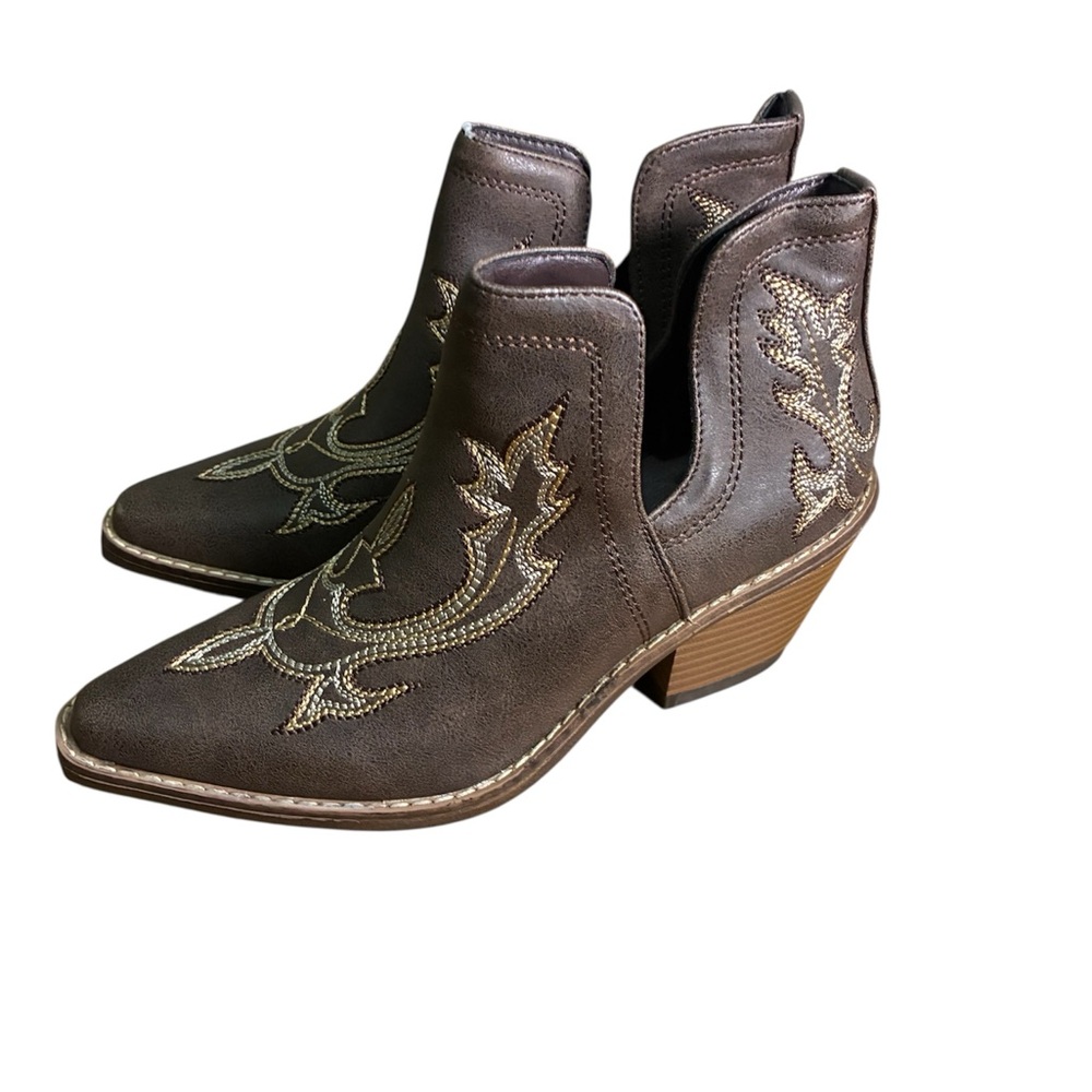 WOMEN SIZE 6M Canyon TrailsBrown Embroidered Western Ankle Boots - Picture 4 of 8